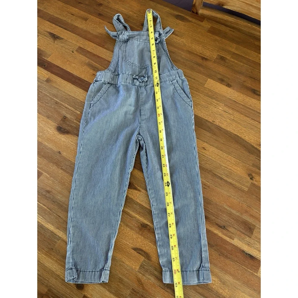 OshKosh Overalls Girls 4T Denim Blue Jean Hickory Stripes Vestbak Pants‎